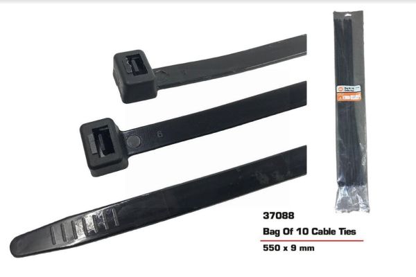 JAK Cable Ties - Black - 550 x 9mm - Pack of 10