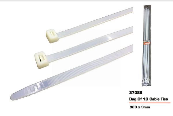 JAK Cable Ties - White - 920 x 9mm - Pack of 10