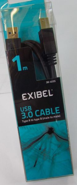 EXIBEL USB 3.0 CABLE TYPE A MALE TO TYPE B MALE 1M