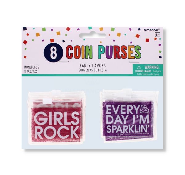 PARTY POUCH SET OF 8 MINI COIN PURSES