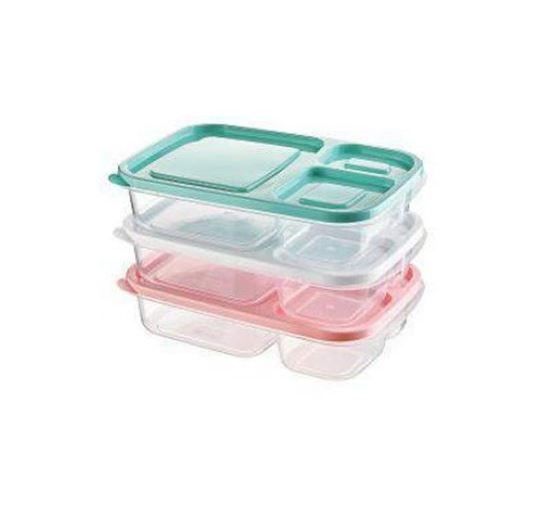 Max House Wares 3 Compartment Rectangular Storage Box - Assorted Colours