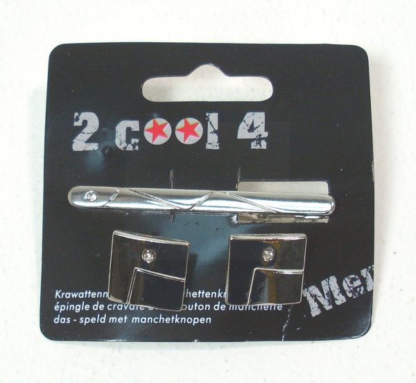 2 COOL 4 HAND CUFFLINK SET WITH TIE CLIP