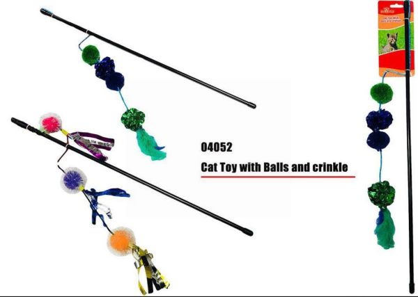 Cat Play Toy With Balls and Crinkle - Colours May Vary