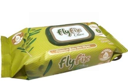 Flyfix Premium Baby Wet Wipes - Olive - Pack of 60 - Exp: 09/27