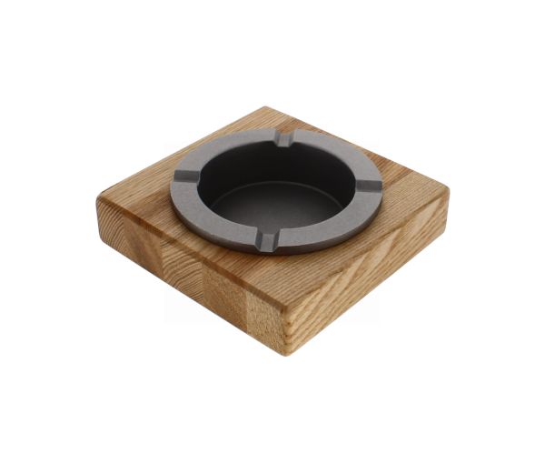 WOODEN ASHTRAY FEATURING METAL INSERT