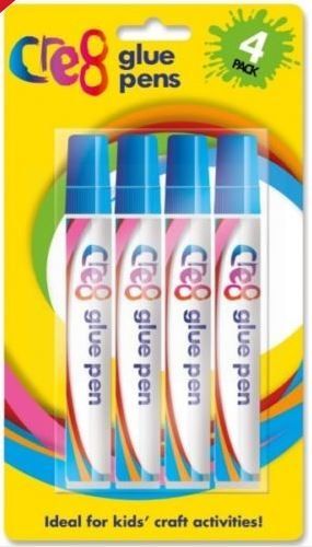 Cre8 Get Sticking Children Arts & Crafts Glue Pens - Clear - Pack of 4