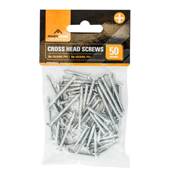 HANDY HOME CROSS HEAD SCREW SET - ASSORTED - PACK OF 50