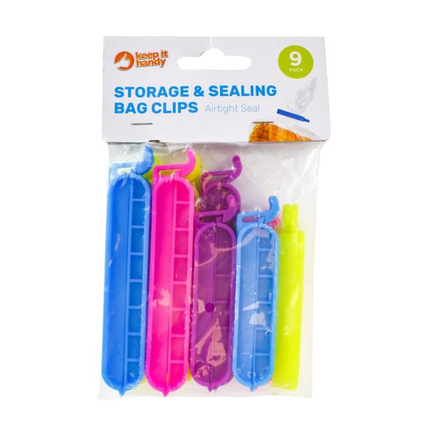 KEEP IT HANDY - STORAGE & SEALING BAG CLIPS - ASSORTED - PACK OF 9