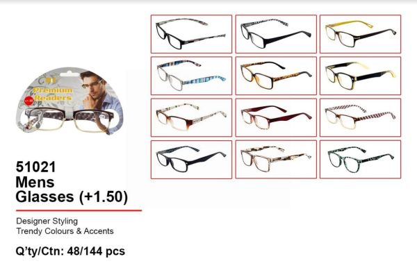 Prescription Based Designer Premium Readers Glasses for Men +1.50 - Designs & Colours May Vary