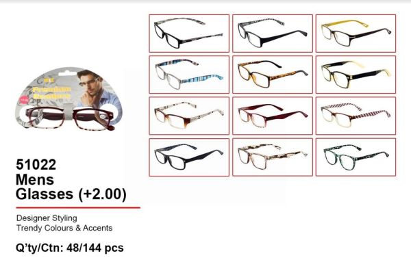 Prescription Based Designer Premium Readers Glasses for Men +2.00 - Designs & Colours May Vary