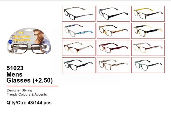 Prescription Based Designer Premium Readers Glasses for Men +2.50 - Designs & Colours May Vary