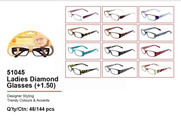 Prescription Based Designer Reading Glasses for Women +1.50 - Designs & Colours May Vary