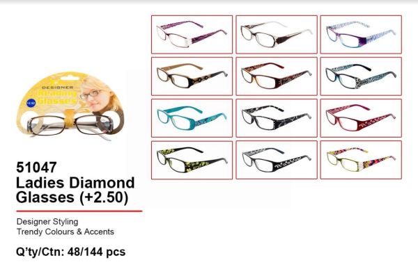 Prescription Based Designer Reading Glasses for Women +2.50 - Designs & Colours May Vary