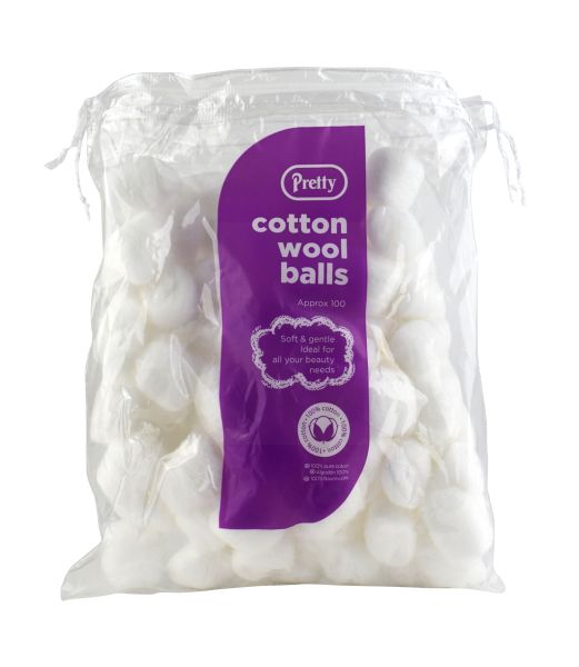 Pretty Cotton Wool Balls - White - Pack of 100