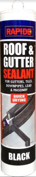 Rapide Quick Drying Roof & Gutter Sealant - Black - 280ml - Exp: 01/23