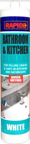 Rapide Quick Drying Bathroom & Kitchen Sealant - White - 280ml - Exp: 01/23