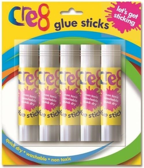 Cre8 Lets Get Sticking Children Arts & Crafts Glue Sticks - 10g - Pack of 5