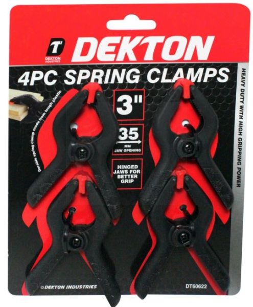 Dekton Heavy Duty Spring Clamps - Black - 3" - Pack of 4