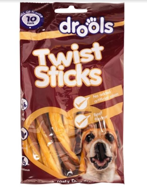 Drools Twist Sticks Tasty Dog Treats - Beef Flavour - 200 Grams 