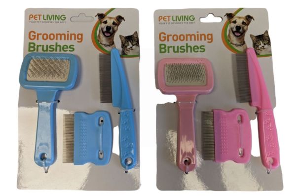 Pet Living Grooming Brushes for Cats & Dogs - Assorted Colours