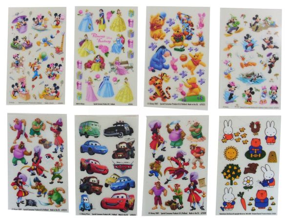 CARTOON STICKERS- MICKEY & MINEY MOUSE- CINDERELLA-WINNIE-THE-POOH- AND CARS2-ASSORTED