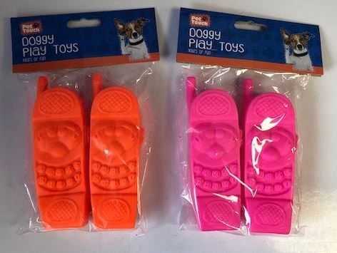 Squeaky Doggy Play Toy Phones - Assorted Colours - Pack Of 2
