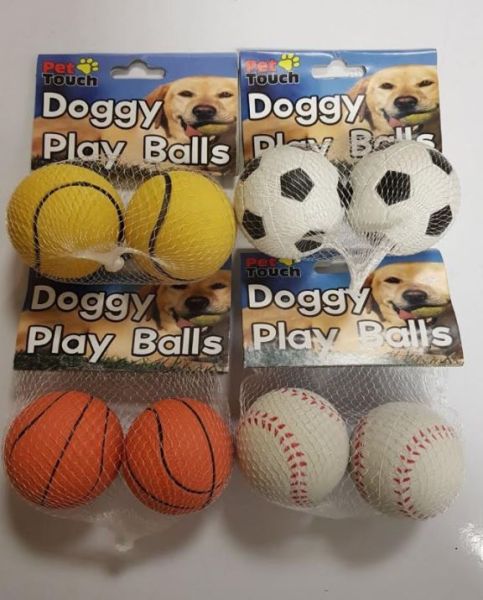 Pet Touch - Doggy Play Balls - Colours And Designs May Vary - Pack Of 2