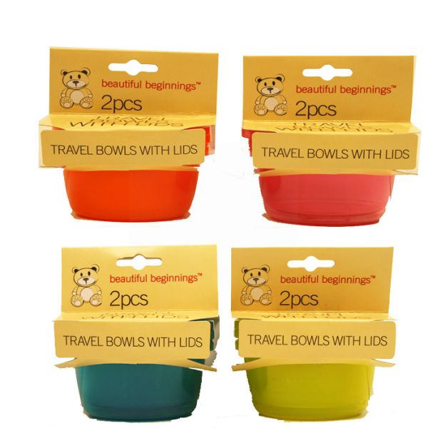 Travel Bowls With Lids - Assorted Colours - Pack Of 2