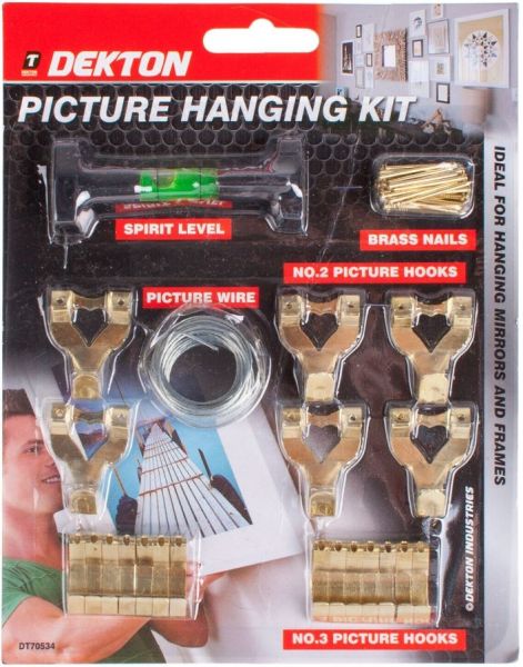 Dekton Picture Hanging Kit with Nails, Hooks, Levels and Wire 
