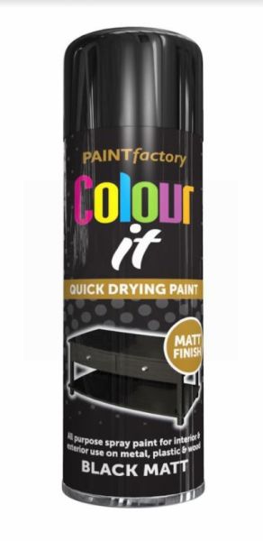 Paint Factory Colour It Quick Drying Paint with Matt Finish - Black Matt - 250ml