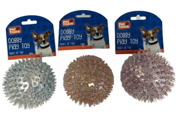 Pet Touch TPR Squeaky Spike Ball - Doggy Play Toy - Assorted Colours - 8cm