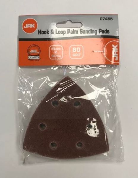 JAK Hook & Loop Palm Sanding Pads - 80 Grit - Pack of 10