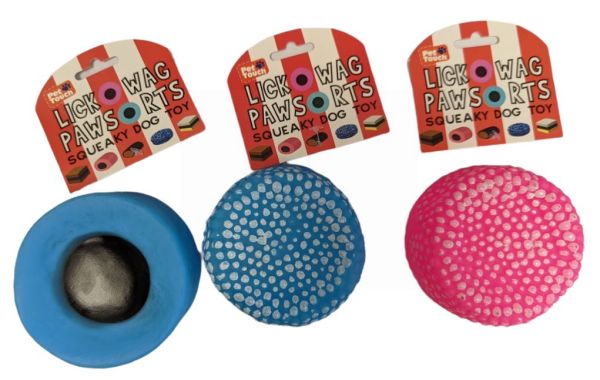 Pet Touch Lickowag Pawsorts Squeaky Dog Toy - Assorted Designs - 10 x 5cm