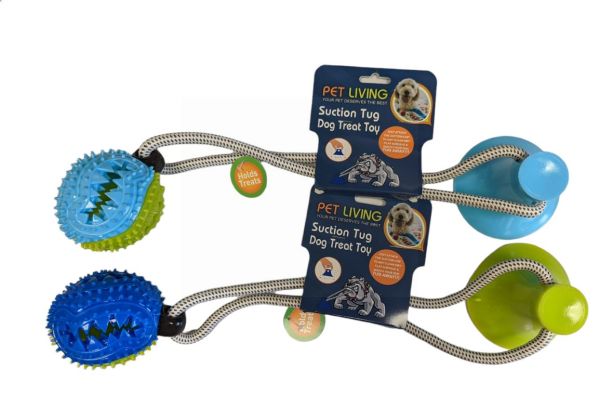 Pet Living Suction Tug Dog Treat Toy - Assorted Colours - 51 x 10cm
