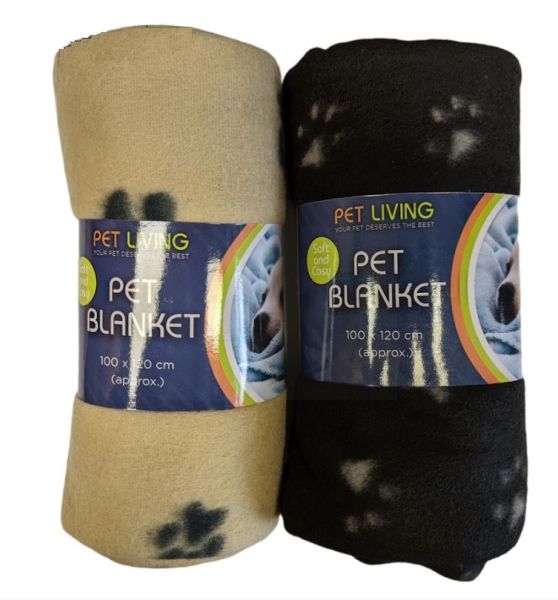 Pet Living Soft & Cosy Pet Blanket - 100 x 120cm - Assorted Colours 