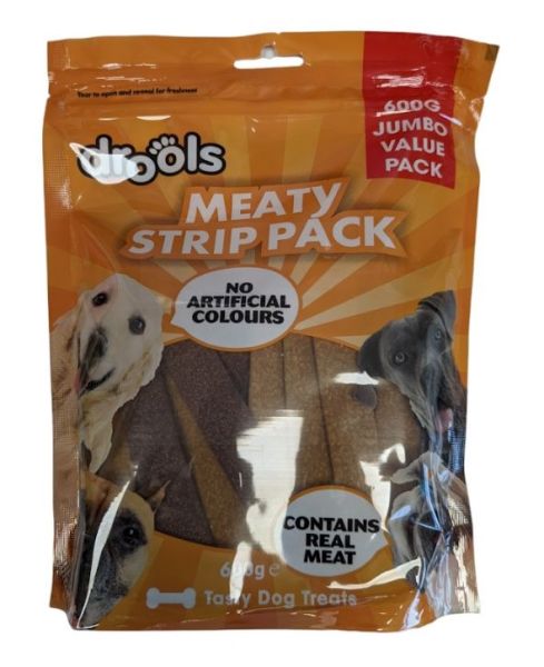 Drools Meaty Strip Pack - Tasty Dog Treats - 600g