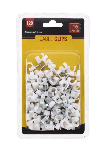 CABLE CLIPS WHITE 6MM 120 PCS