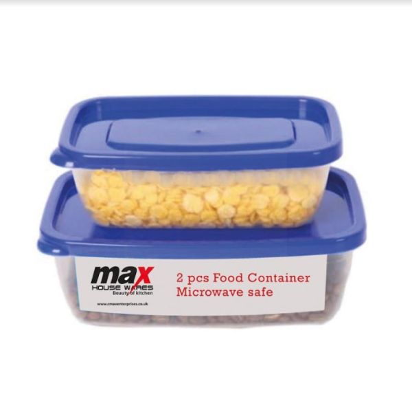 Max Microwave Safe Plastic Container - Colours May Vary - Assorted Sizes - Pack of 2