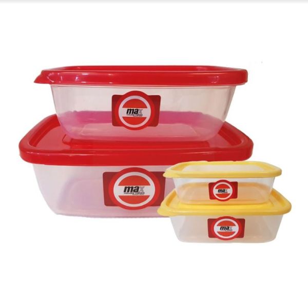 Max Straight Pack Plastic Container - Colours May Vary - Assorted Sizes - Pack of 2