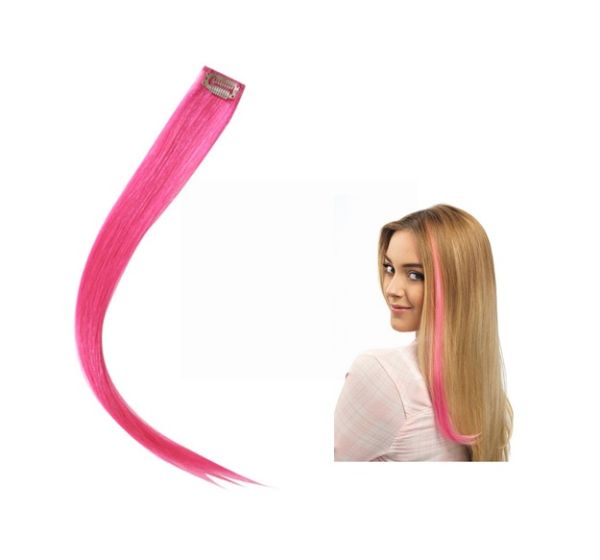 CLIP IN HIGHLIGHTS HAIR EXTENSION PINK SHORT