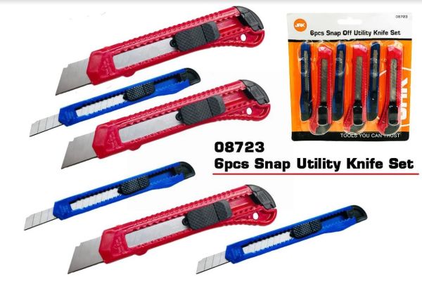 6 Pieces Snap Off Utility Knife Set - Assorted Colours