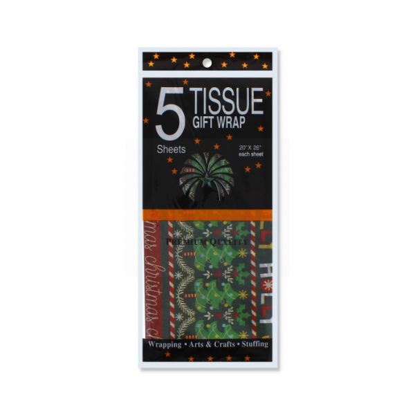 5 SHEET CHRISTMAS TISSUE GIFT WRAP - 20 X 26 INCH