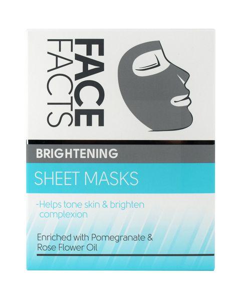 Face Facts Brightening Sheet Masks with Pomegranate & Rose Flower Oil - Vegan - Pack of 2