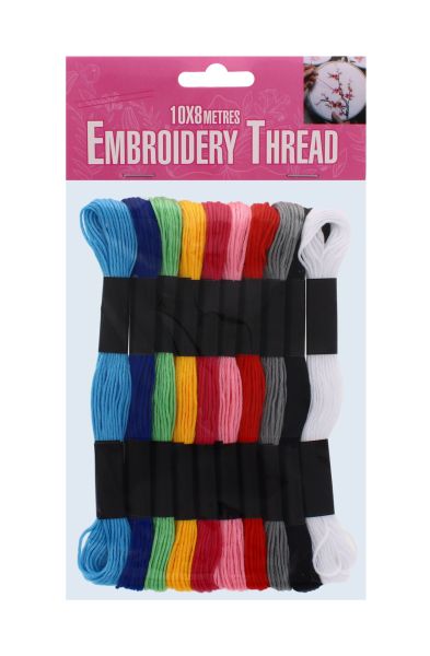 EMBROIDERY THREAD SET 8METRES 10 PACK