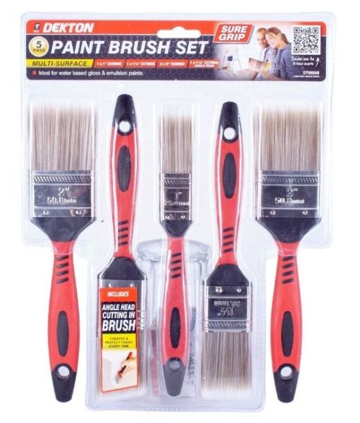 Dekton Super Grip Multi-Surface Paint Brush Set - Pack of 5