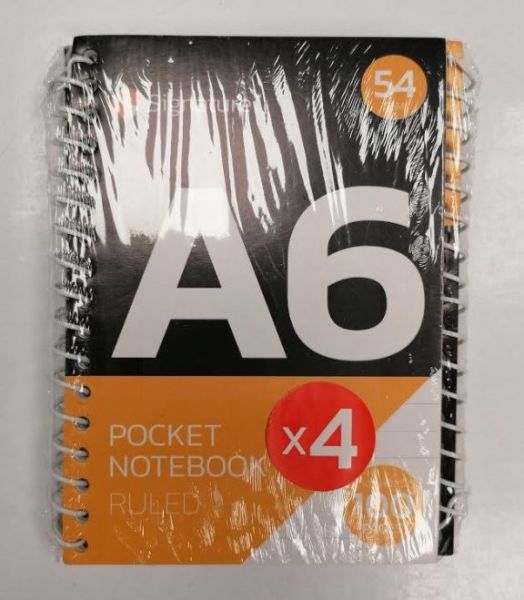 Signature A6 Pocket Notebook with 50 Sheets - 54g - Pack of 4