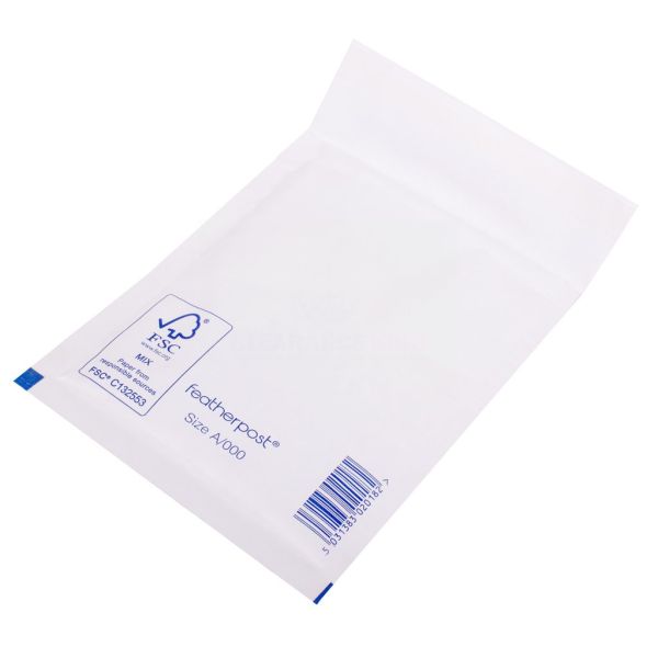 Featherpost White Bubble Padded Envelope - Size A/000 - 140Mm X 175Mm