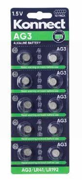 Konnect AG3 Alkaline Button Battery - 1.5V - Pack of 10