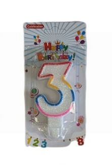 Celebrations Birthday Candle - Age Three - 9cm
