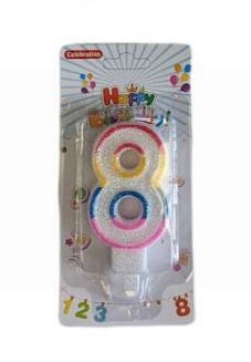 Celebrations Birthday Candle - Age Eight - 9cm